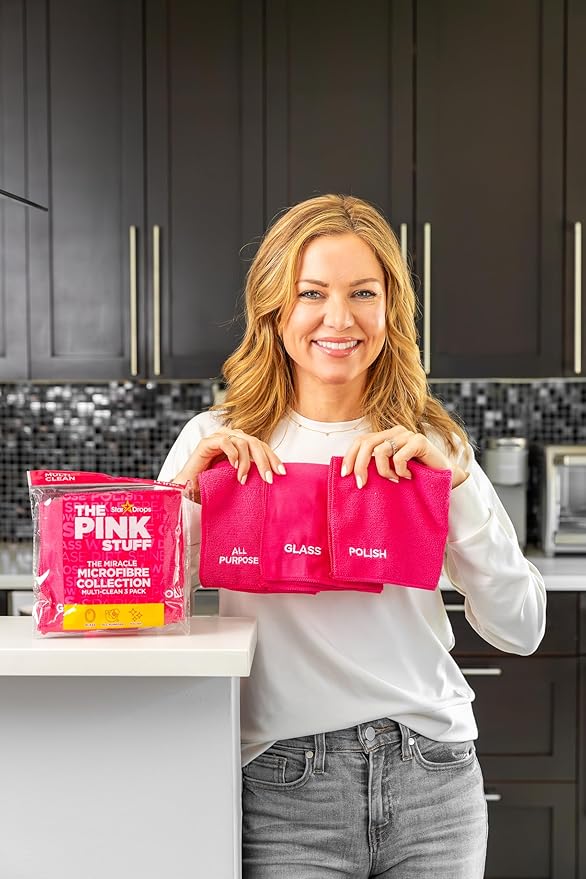 Stardrops The Pink Stuff Miracle Microfibre Cloth Collection – All-Purpose, Glass, and Polish Cleaning Cloths for a Streak-Free Shine (9-Pack)