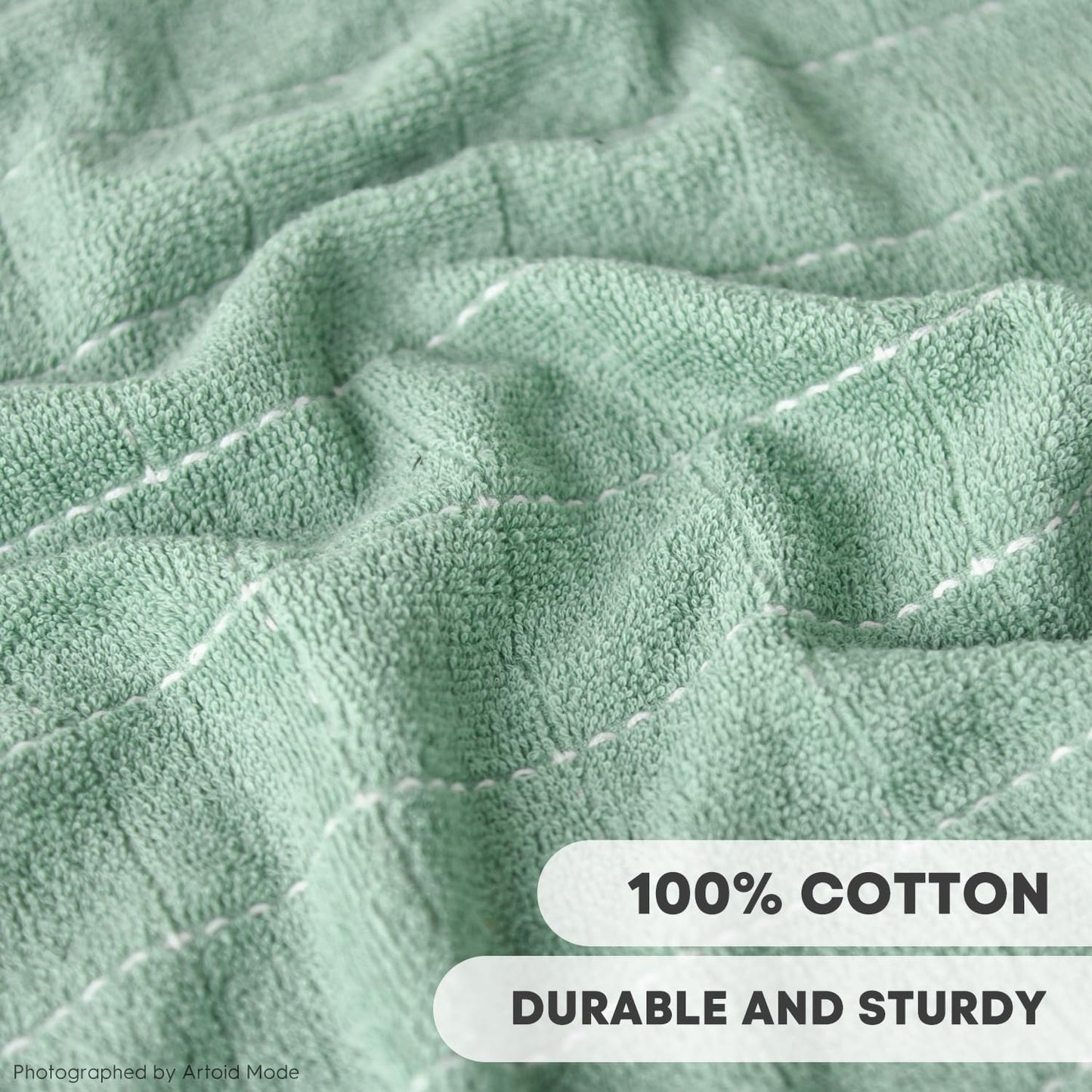 Artoid Mode Checkered Designed Cotton Dark Green Terry Kitchen Dish Cloths, 12x12 Inch Soft Absorbent Quick Drying Cleaning Kitchen Rags Set of 6