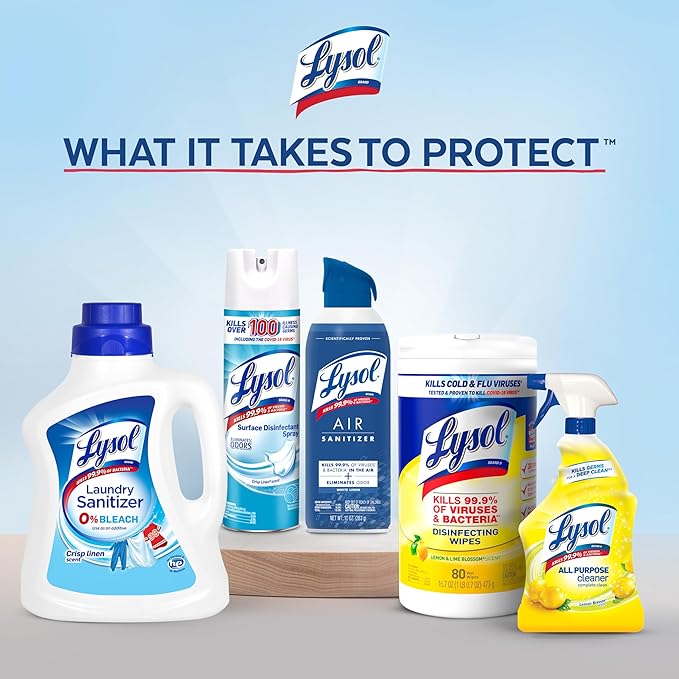 Lysol Disinfectant Spray, Sanitizing and Antibacterial Spray, For Disinfecting and Deodorizing, Lemon Breeze, 19 Fl Oz (Pack of 2)