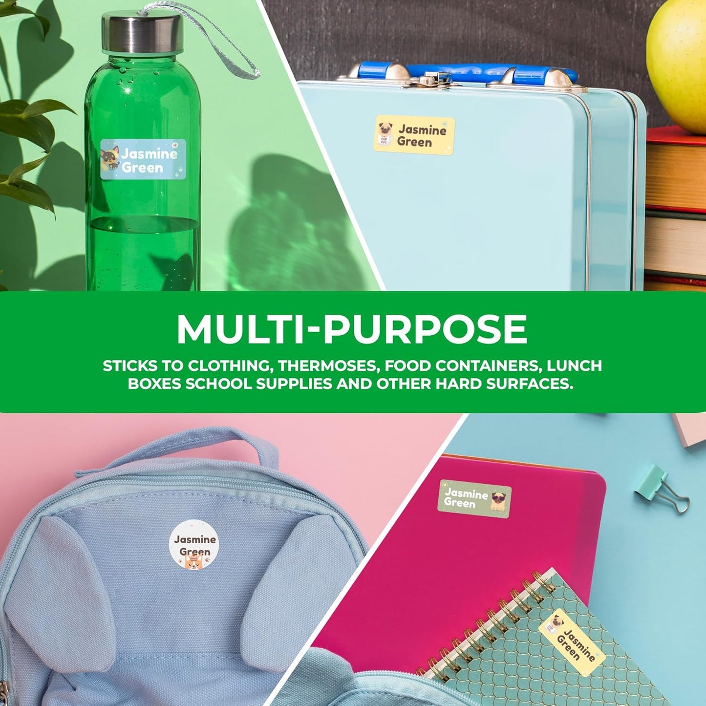 Personalized Name Tag Stickers for Kids (130+ Pack) | Dog Waterproof Labels for School Supplies, Bottles & Lunch Boxes | Custom Vinyl Name Labels for Clothing, Toys & More (G. Dogs)