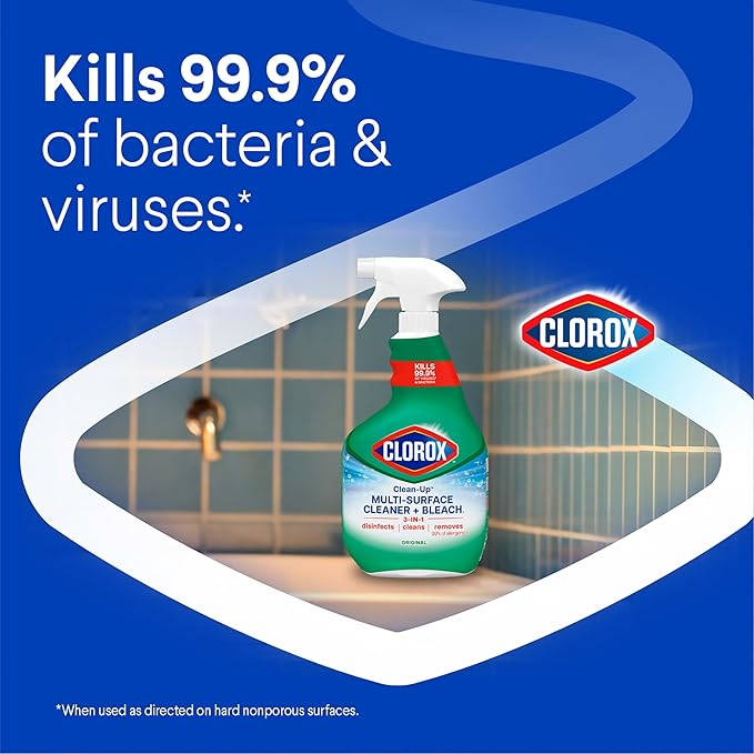 Clorox Clean-Up Multi-Surface Cleaner with Bleach, Original, Spray Bottle, 32 Fl Oz., Pack of 3