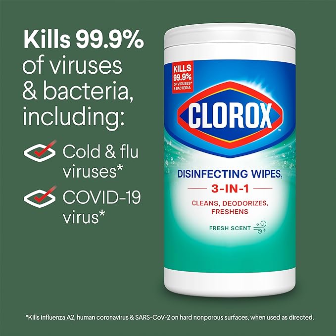 Clorox Disinfecting Wipes, Bleach Free Cleaning Wipes, Fresh, 75 Count (Package May Vary) (Pack of 2)