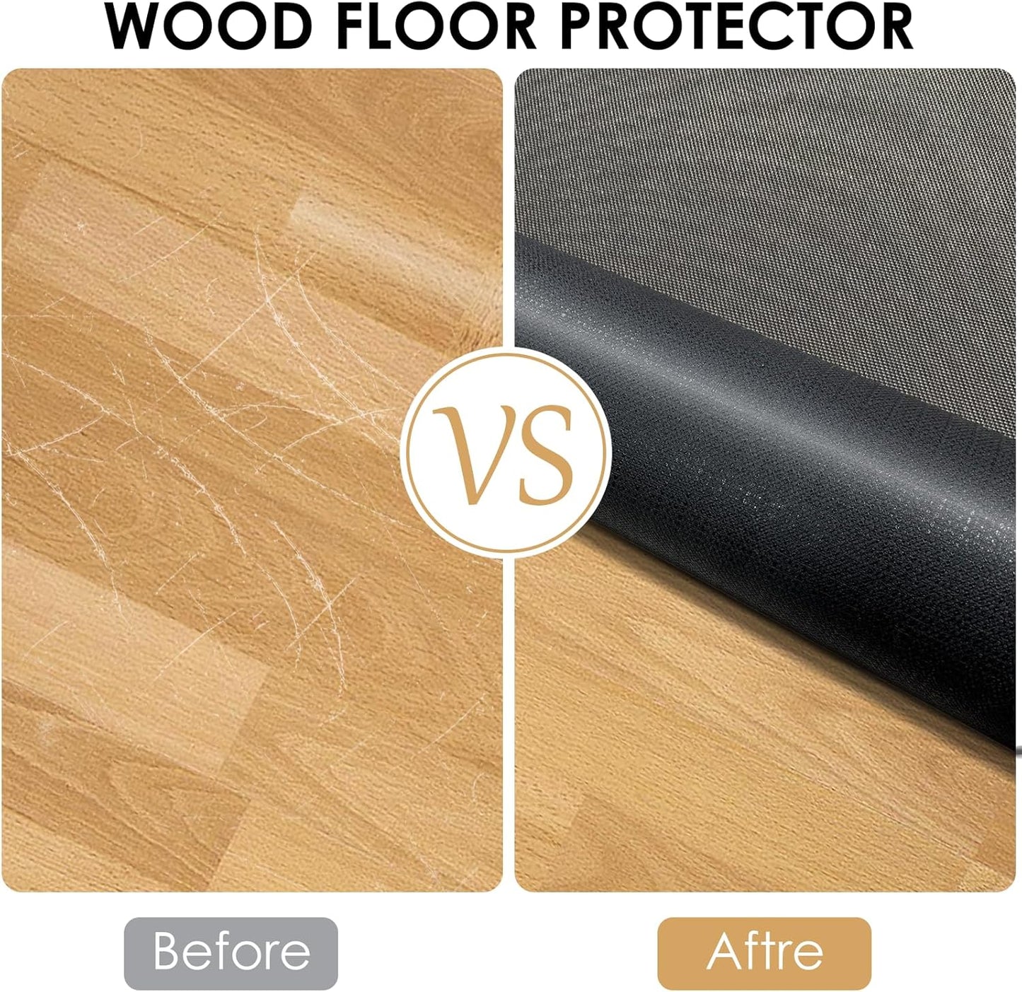 Kuyal Office Chair Mat for Hardwood Floor,44" x 58" Heavy Duty Desk Chair Mat for Office & Home, Anti Slip, Non-Curve Computer Chair Protector Mat, Light Brown