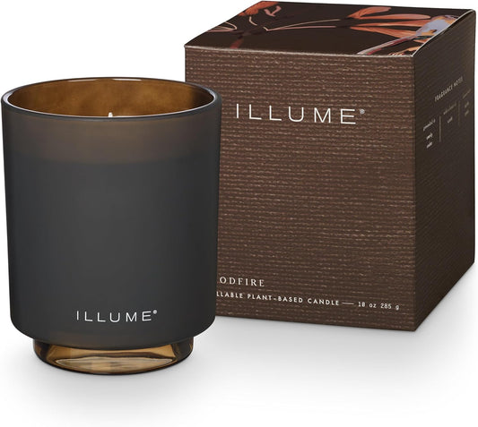 ILLUME Refillable Boxed Glass Candle, Woodfire