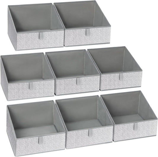 DIMJ Trapezoid Storage Bins, Closet Storage Bins with Handle, Foldable Closet Organizers and Storage Baskets for Toys, Books, Clothes, 8 Packs