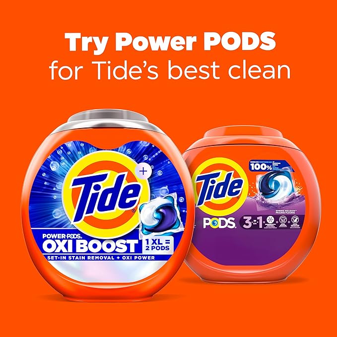 Tide PODS laundry detergent pacs, 3-in-1 Stain Remover, Odor Fighter, Color Protector, 102 Count, HE compatible, Spring Meadow Scent