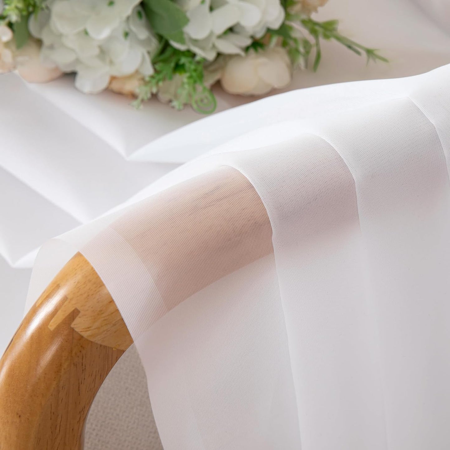 Chyhomenyc White Sheer Curtains 84 Inches Long 2 Panels Set - Light Filtering White Curtains for Living Room, Soft Gentle Voile Rod Pocket Bedroom Window Drapes, 42Wx84L Inch, 2PCS