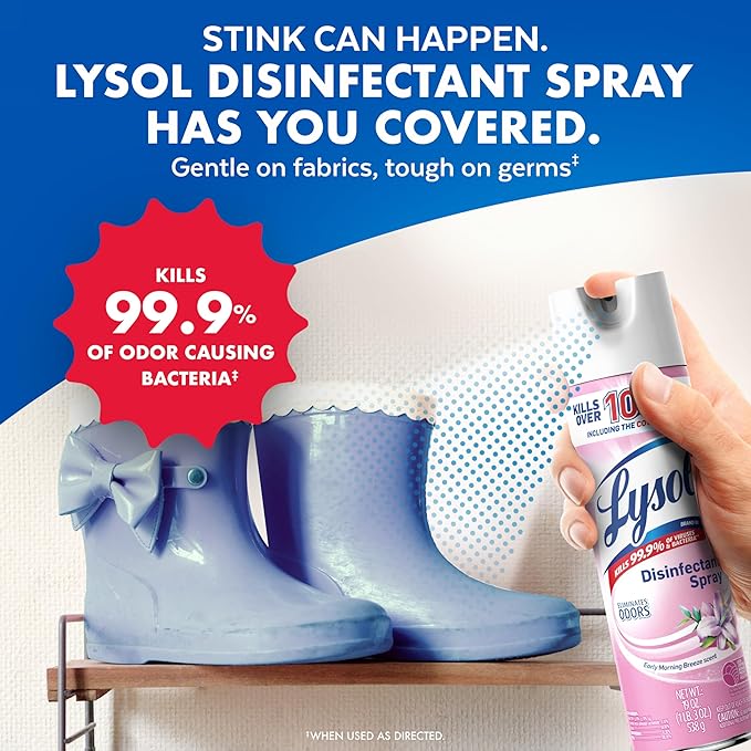 Lysol Disinfectant Spray, Sanitizing and Antibacterial Spray, For Disinfecting and Deodorizing, Early Morning Breeze, 1 Count, 19 fl oz each