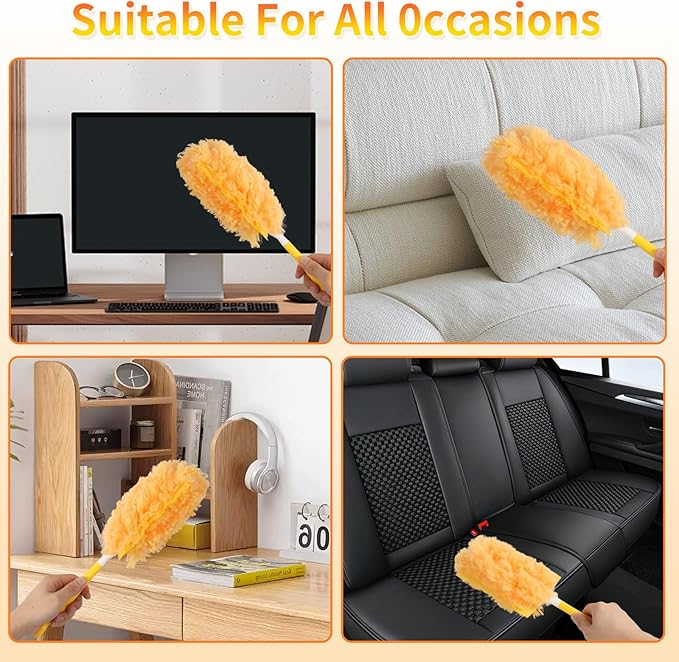 36 Pack Dusters Compatible with Swiffer Dusters for Cleaning, with 1 Handle, Multisurface 360° Dusters with 4X Microfibers, Disposable Heavy Duty Duster Refills, Helps Remove Allergens.