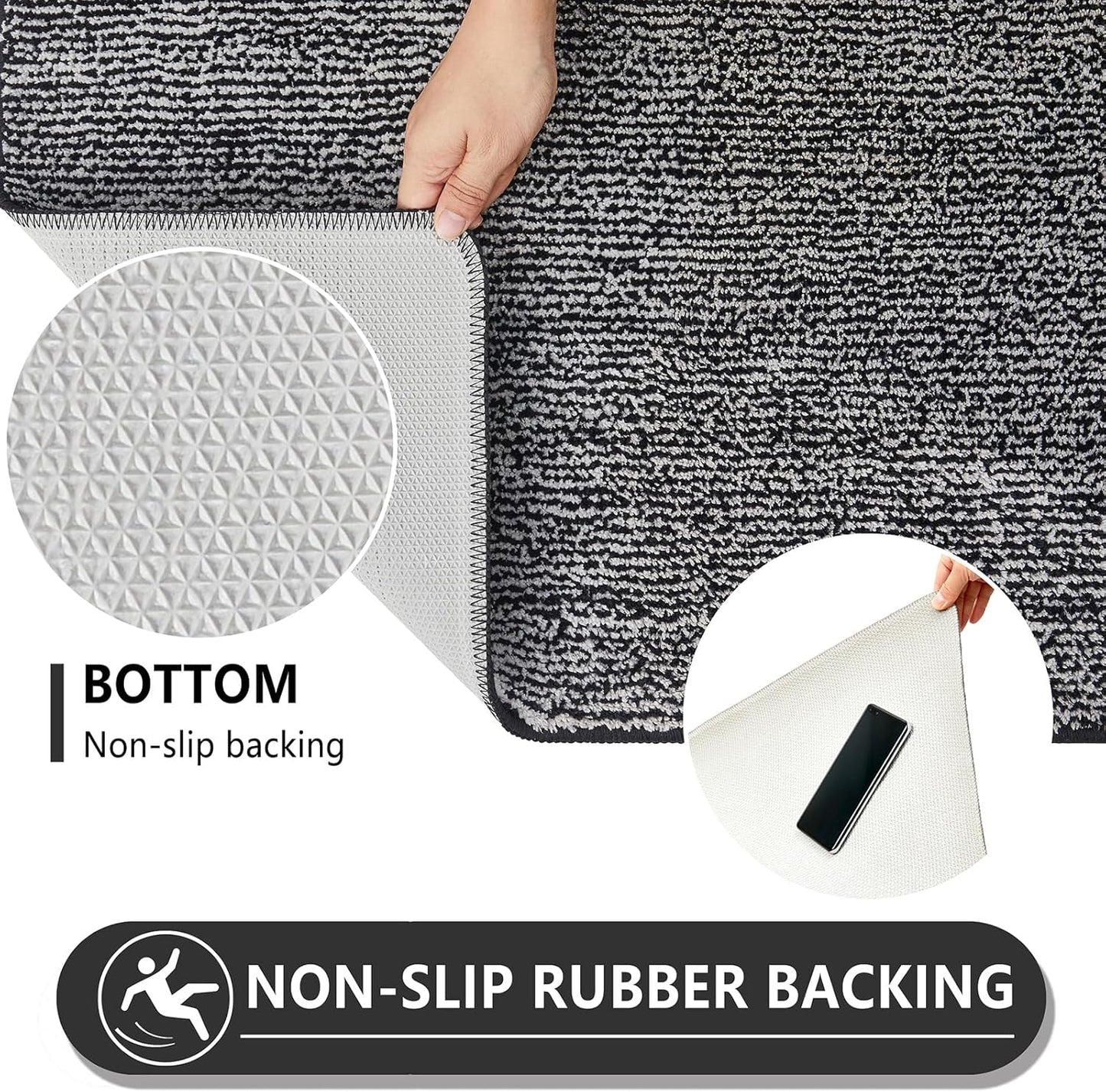 REFETONE Indoor Doormat, Front Door Mat 32"x40" Absorbent Rubber Backing Non Slip Back Door Mats, Washable Low-Profile Inside Floor Mat Door Rugs for Entryway, Resist Dirt Mud Mat for Dogs, Black