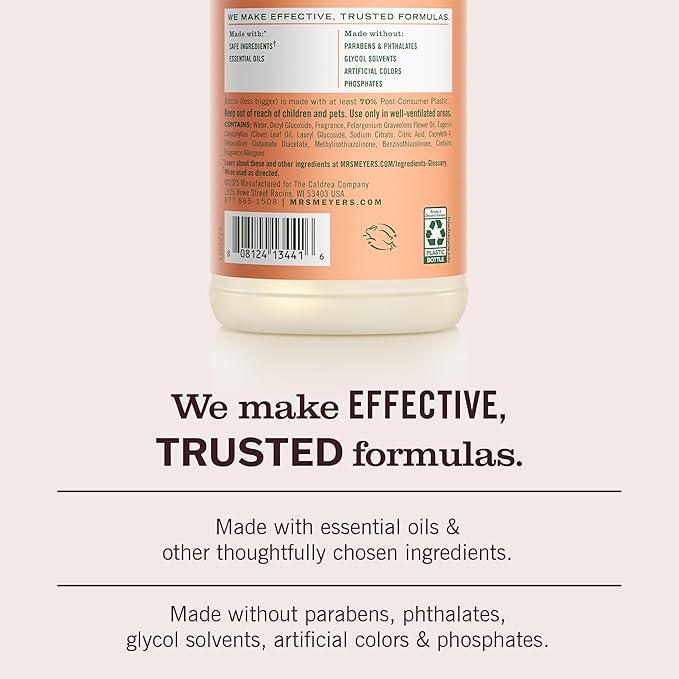 MRS. MEYER'S CLEAN DAY Multi-Surface Everyday Cleaner, Geranium Scent, 16 Fl Oz Bottle