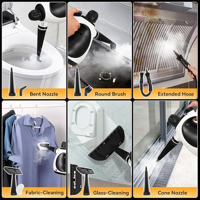 Pressurized Handheld Steam Cleaner for Home with 12 pcs Accessories, Multi-Surface Natural Steamer for Effective Cleaning, Fast Heating for Cleaning Home, Furniture, Car, Grout, Window