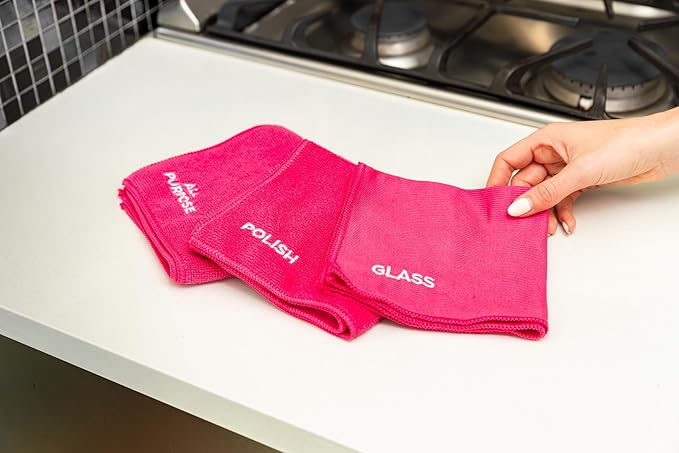 Stardrops The Pink Stuff Miracle Microfibre Cloth Collection – All-Purpose, Glass, and Polish Cleaning Cloths for a Streak-Free Shine (9-Pack)