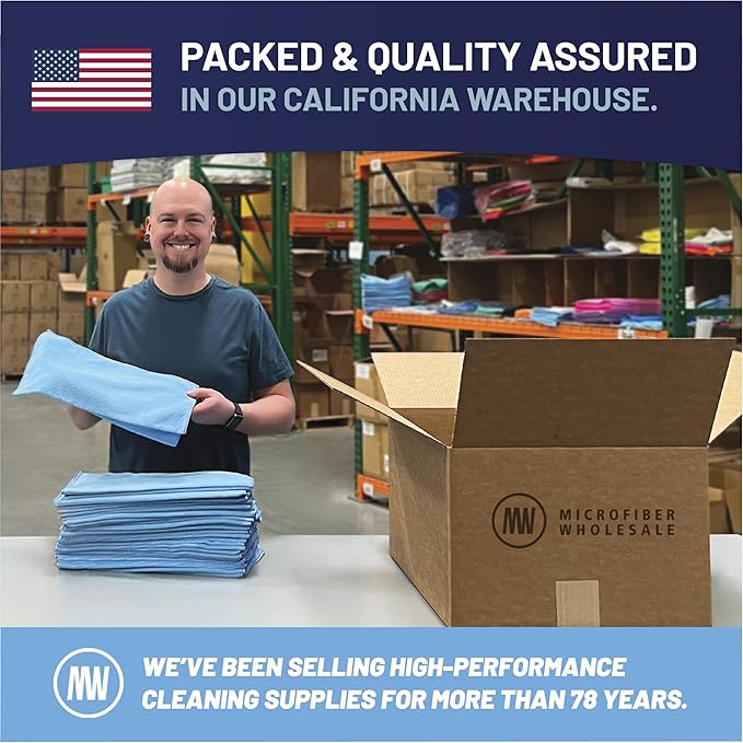 Microfiber Cleaning Wholesale Cloths (48 Pack) | Size 12" x 12"| All Purpose Microfiber Towels - Clean, Dust, Polish, Scrub, Absorbent (Blue)