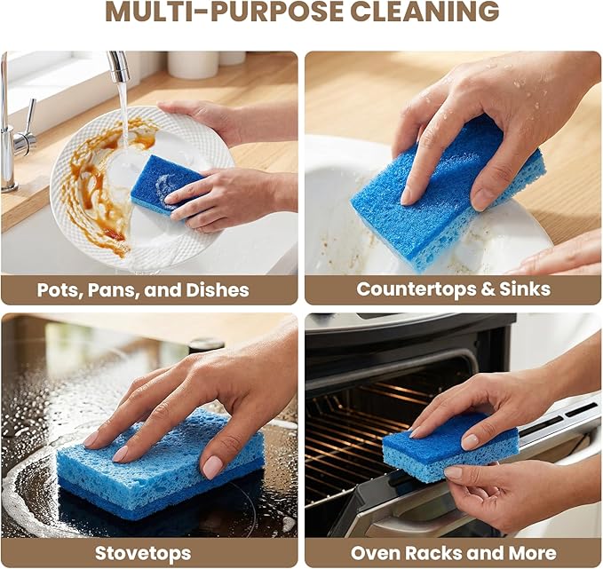 Kitchen Sponges, 48 Count, Non-Scratch Scrub Sponge, Dual Sided Cleaning Sponges for Dishes, Kitchen, Bathroom