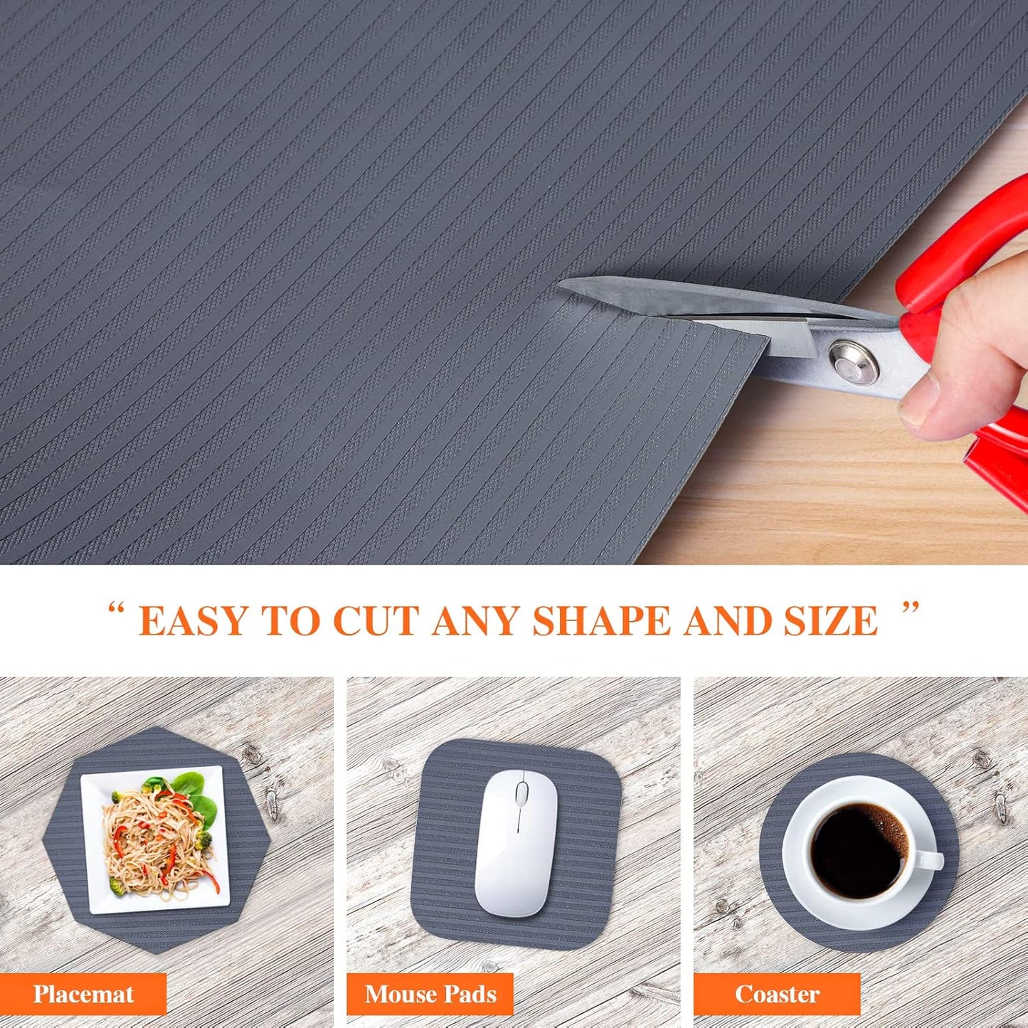 Shelf Liner Non Adhesive, Washable Cabinet Liners for Shelves, Waterproof Durable Non-Slip Drawer Liners for Kitchen Cabinets, Cupboard, Pantry, Gray 12" X 20'