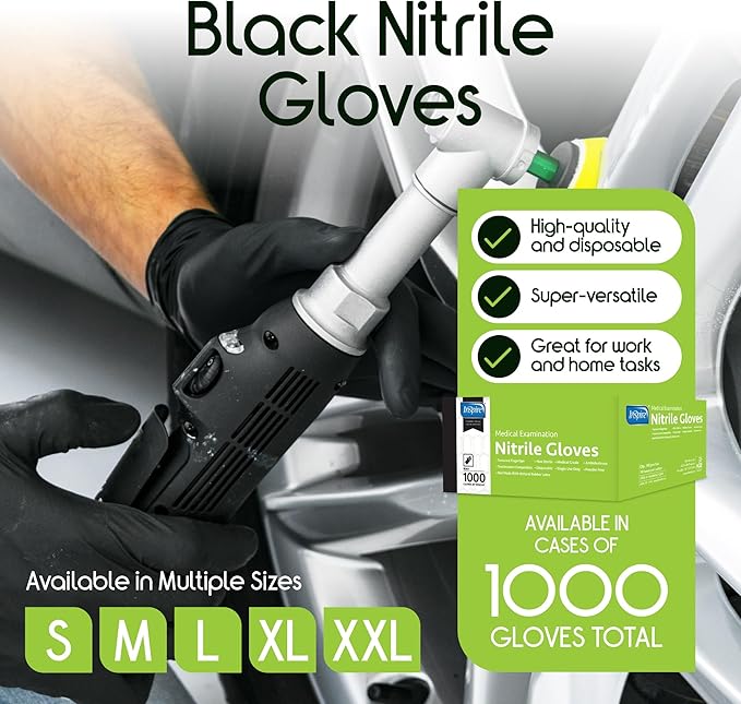Inspire Black Nitrile Disposable Gloves | 4.5 Nitrile Disposable Safety Medical Cooking Cleaning Gloves