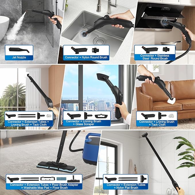 Steam Cleaner with 25 Accessories for Home, Heavy Duty Powerful Multipurpose Steamer for Cleaning, Household Neat Steam Cleaner for Multi-Surface Floors,Car,Grout,Tile, Grout and Car Cleaning