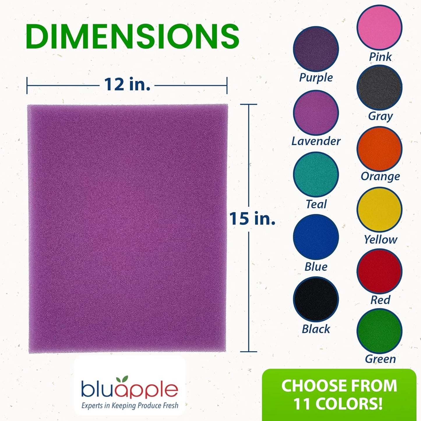 Bluapple FreshMats, Refrigerator Liner, Fridge Drawer Mats, Crisper Life Extender Liner Keeps Produce Fresh Longer, Anti-Bruising, Helps Air Circulation, Washable & Reusable (4-Mats, 12x15, Lavender)