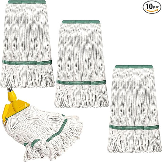 Eccliy 10 Pack Mop Heads Replacement Cotton String Mop Heads Heavy Loop Commercial Refills Replacement Bulk Heavy Duty Wet Refills for Home Industrial Commercial Floor Cleaning