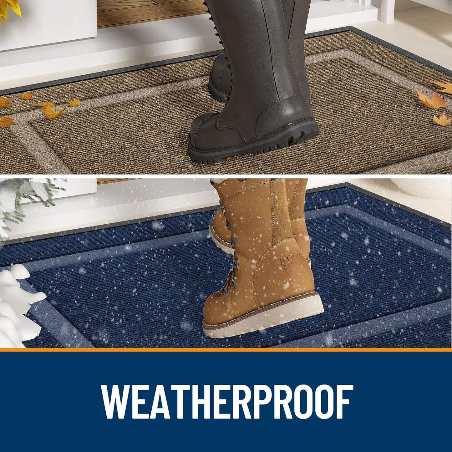 OLANLY Front Door Mat Indoor Outdoor Entrance, Waterproof All-Season, All-Weather Doormat, Sturdy Natural Rubber, Fade Resistant, Low Profile, Easy Clean Patio Porch Entryway Mat, 59x20, Wine Red