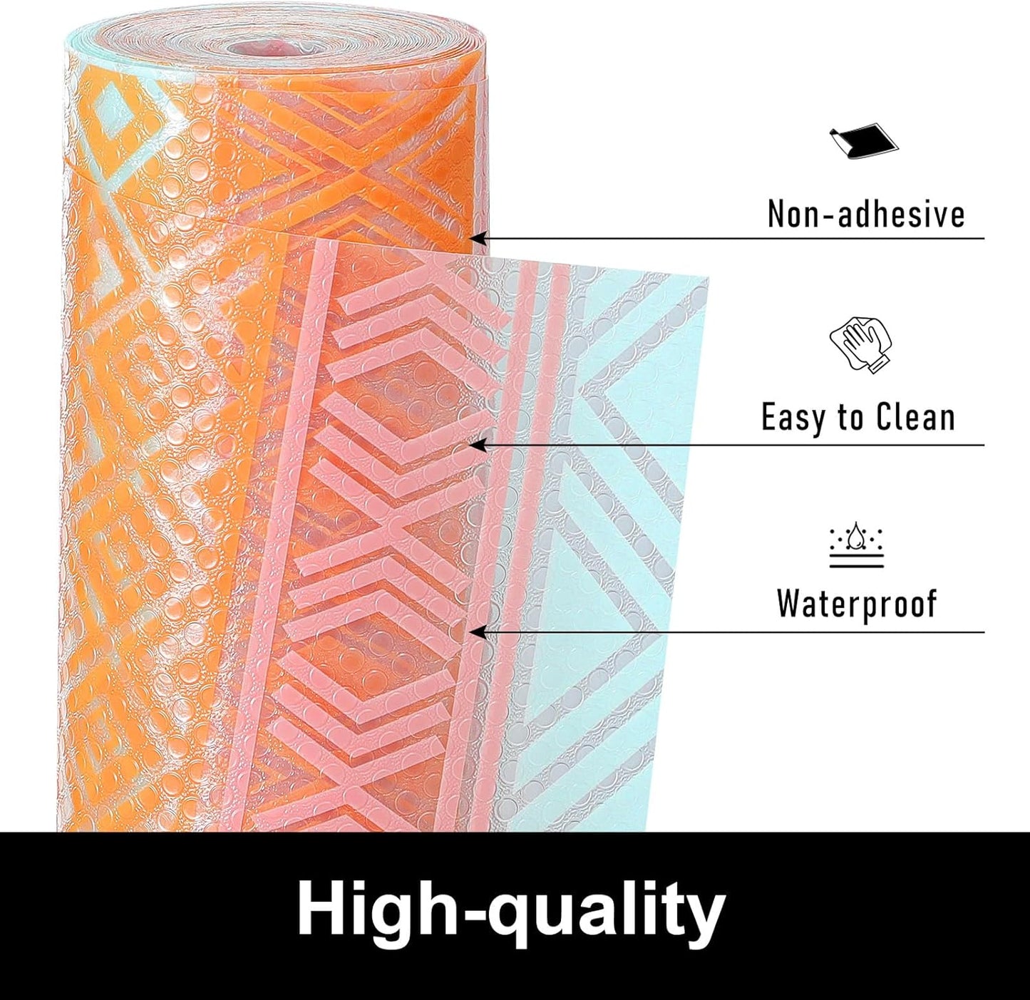 Cooyes Shelf Liners for Kitchen Cabinets Waterproof & Oil-Proof Kitchen Cupboard Mats Non-Slip Drawer Mats EVA Material Non Adhesive Fridge Liner for Shelves