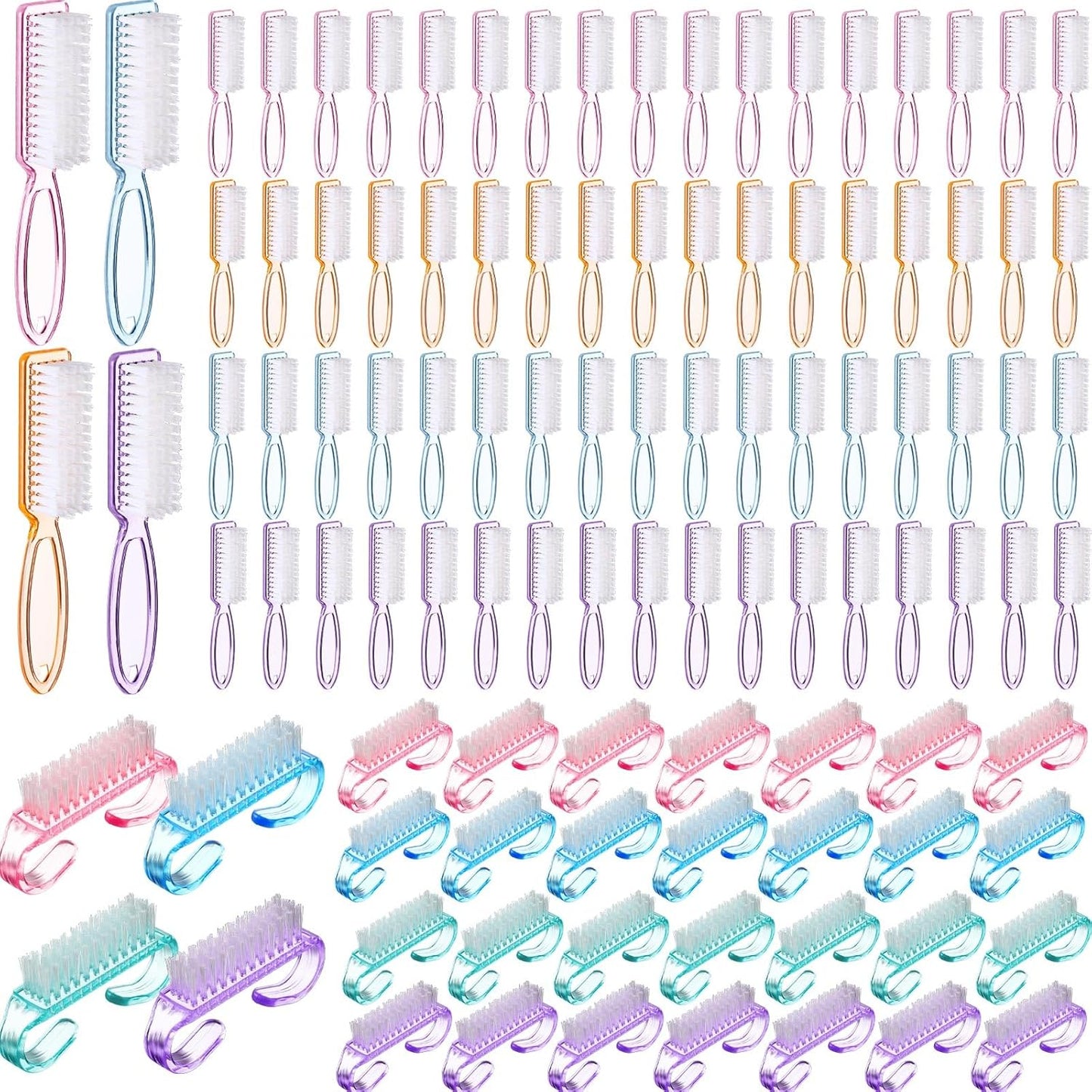 Patelai 200 Pcs Handle Grip Nail Brush Bulk Colorful Nail Scrubber Fingernail Brushes Hand Toes Cleaning Brushes Pedicure Scrubbing Tool for Men and Women, Multicolor Brush