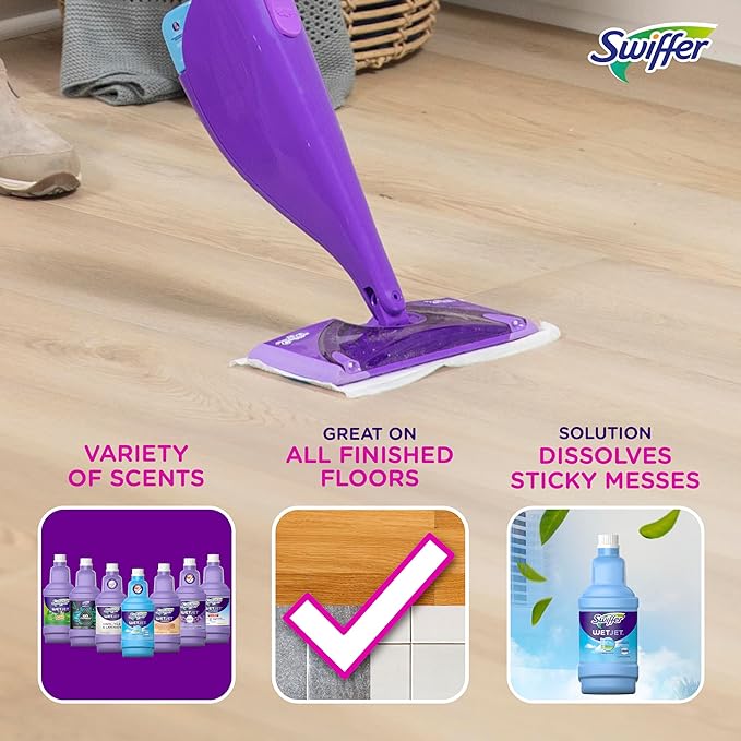 Swiffer Wetjet Hardwood Floor Mopping and Cleaning Solution Refills, All Purpose Cleaning Product, Open Window Fresh Scent, 1.25 Liter, 2 Pack (Packaging may vary)