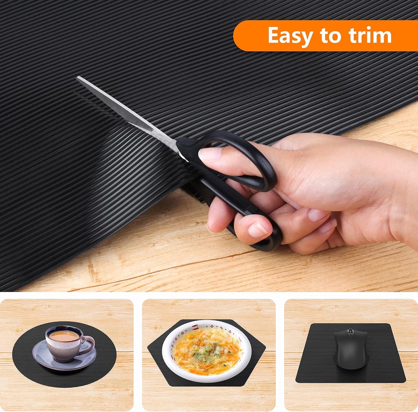 Shelf Liners for Kitchen Cabinets Non Adhesive Drawer Liner EVA Material Cupboard Mat Waterproof Refrigerator Mats Washable Fridge Liner for Cupboard and Desks Black Shelf Liner 23.6 x 236.2 Inches
