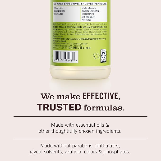 MRS. MEYER'S CLEAN DAY Multi-Surface Everyday Cleaner, Lemon Verbena Scent, 16 Fl Oz Bottle