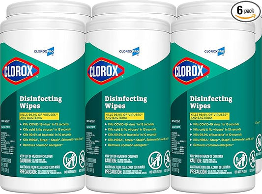 CloroxPro Clorox Disinfecting Wipes, Fresh Scent, 75 Count, Pack of 6 (Package May Vary)