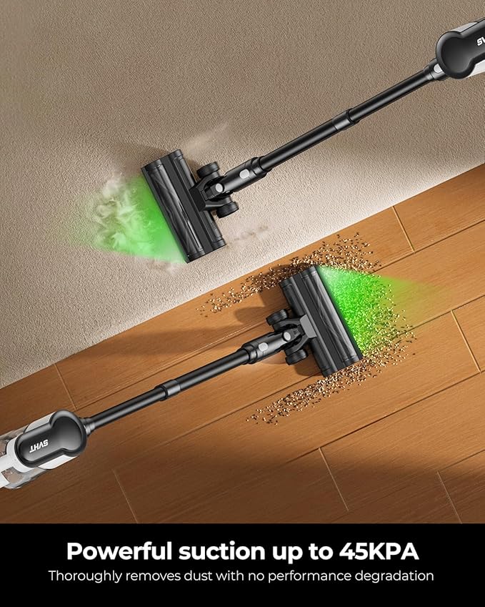 Cordless Vacuum Cleaner, 500W 45KPA 50Mins Stick Vacuum Cleaners for Home with LED Light, Self-Standing, Anti-Tangle Brush & 1.6L Dust Cup, Lightweight Vacuum for Pet Hair, Carpets, Hard Floors