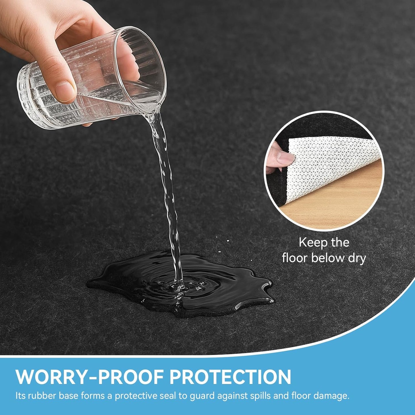 Warmstar 2x8 FT Non Slip Rug Pad,100% Waterproof Felt Rug Pad for Hardwood Floors,1/8” Thick Soft Carpet Pad with Natural Rubber Backing, Secure Grip & Floor Protection