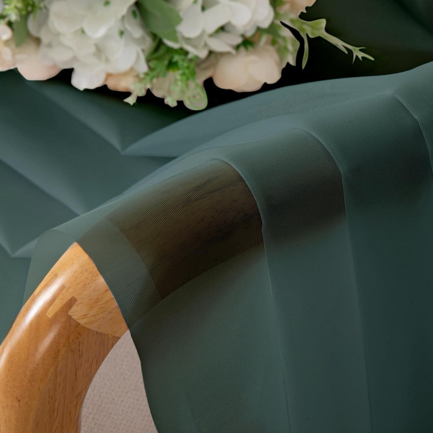 Chyhomenyc Hunter Green Sheer Curtains 54 Inch Long 2 Panels Set, Short Voile Rod Pocket Drapes for Dinning Small Windows Bathroom Living Room Bedroom, Each 42Wx54L in, 2PCS