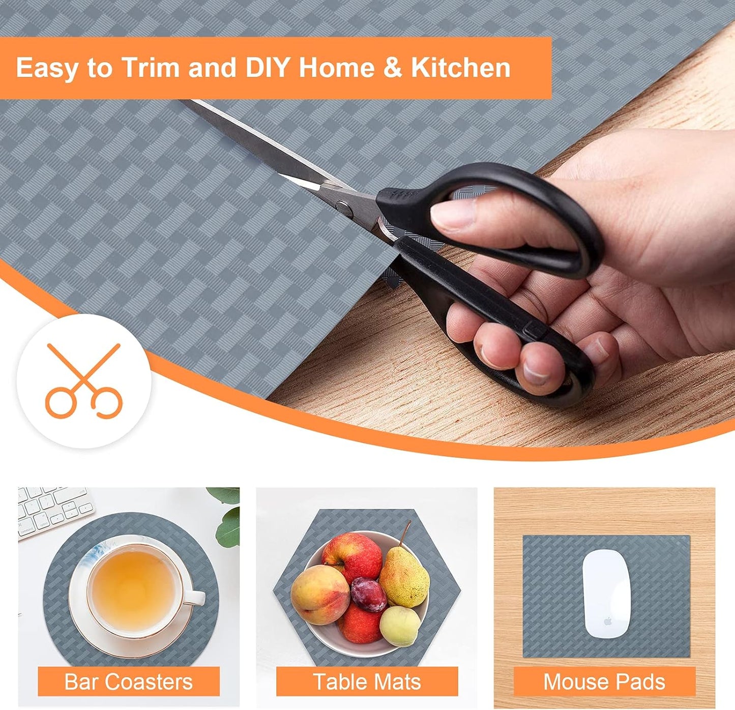 Shelf Liners for Kitchen Cabinets Refrigerator Liners Waterproof & Oil-Proof Kitchen Cupboard Liner Non-Slip Drawer Mats EVA Material Non Adhesive Fridge Mats for Shelves 11.8 x 118 Inches