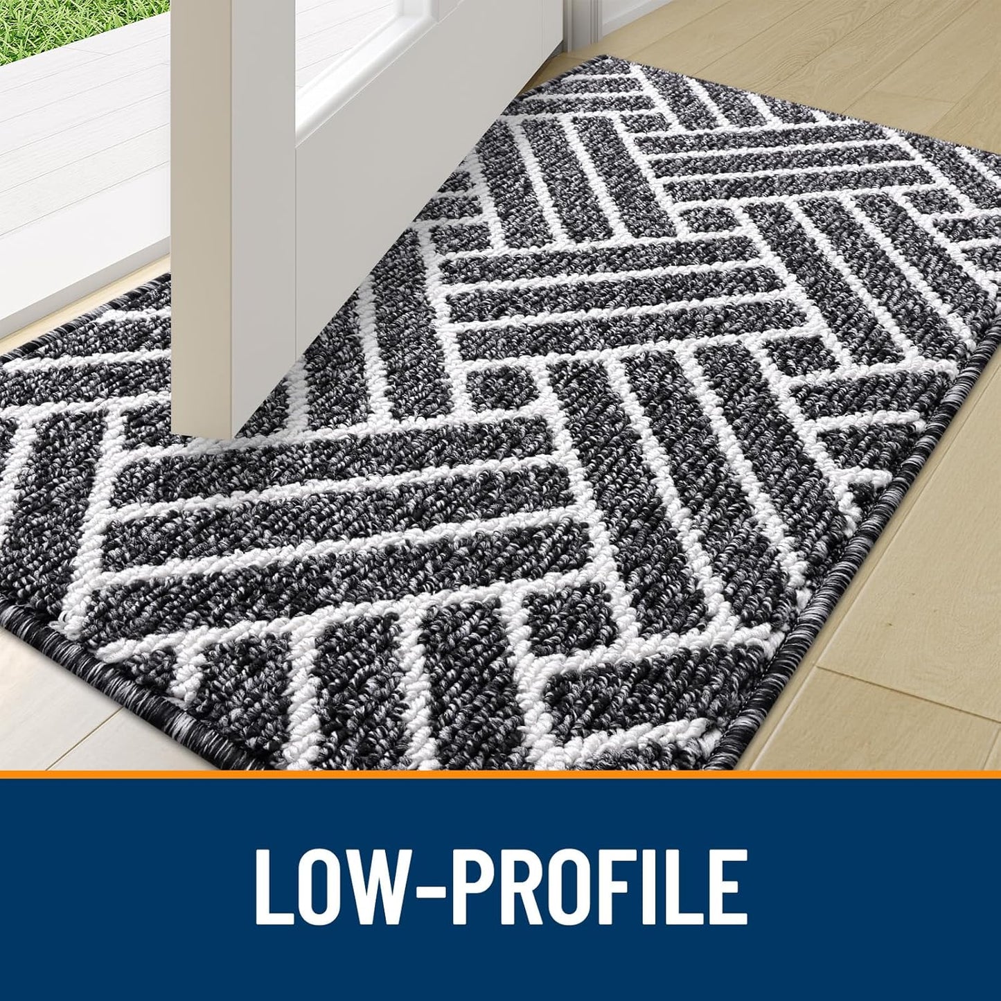OLANLY Indoor Door Mat, 48x32 Inch, Dirt Resistant and Absorbent, Non-Slip Rubber Backing Floor Mats, Easy Clean Low-Profile Doormat for Entryway, Front Door, and Inside Entrance, Black
