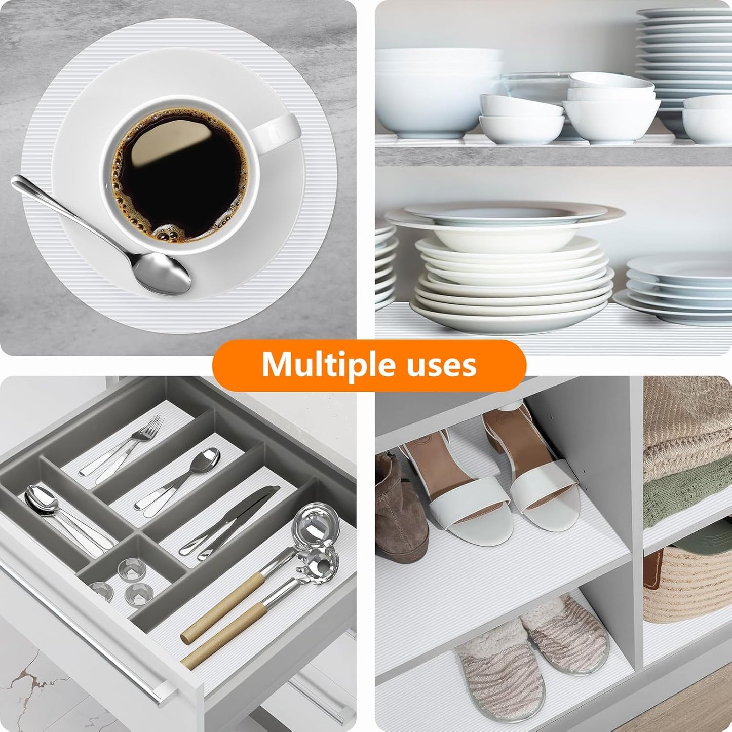 Shelf Liners for Kitchen Cabinets Drawer Liner Non Adhesive Cupboard Mat EVA Material Waterproof Refrigerator Mats Washable Fridge Liner for Cupboard and Desks Liner White 11.8 x 393.7 Inches