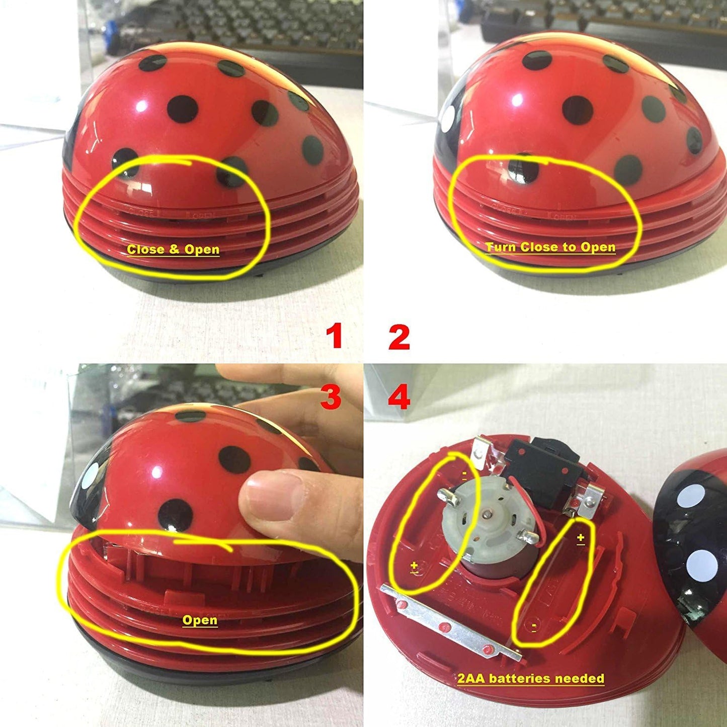 E ECSEM Mini Portable Handheld Cordless Tabletop Crumb Sweeper Desktop Dust Vacuum Cleaner Cute Cartoon Battery Operated