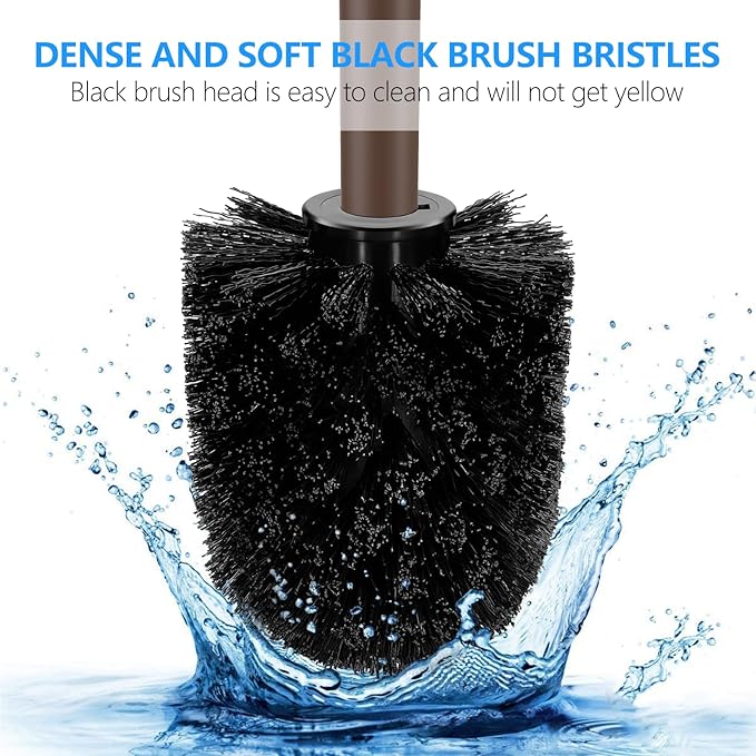 SetSail Toilet Brush, Compact Size Toilet Bowl Brush and Holder Toilet Brushes for Bathroom with Stainless Steel Handle Toilet Cleaner Brush with Durable Scrubbing Bristles, 2 Packs, Brown