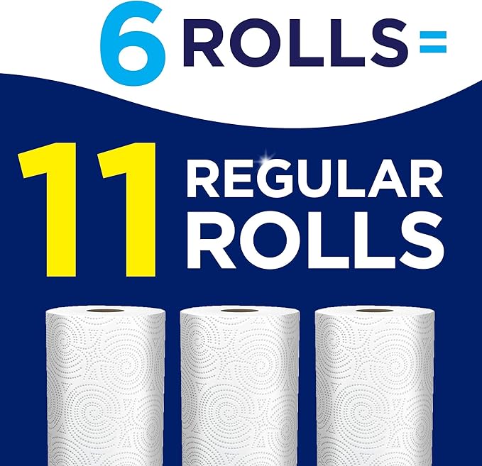 Sparkle Pick-A-Size Paper Towels, 6 Rolls = 11 Regular Rolls, Everyday Value Paper Towel With Full And Half Sheets