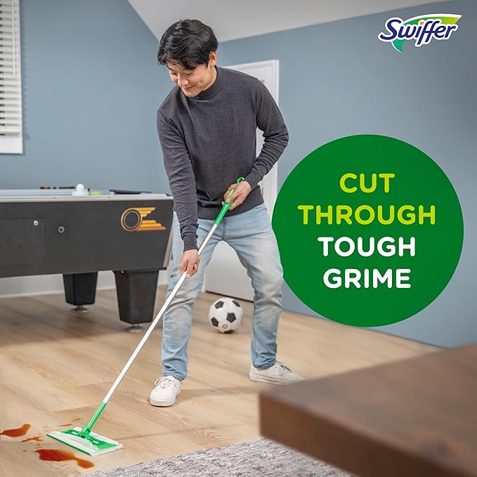 Swiffer Sweep + Mop, Wet Pads Refill, Floor Cleaner for Dirt, Dust, Hair, Cleaning Cloths for Mopping Home, Bathroom, Kitchen, All Purpose Multi-Surface Floor Wipes, Gain, 24ct