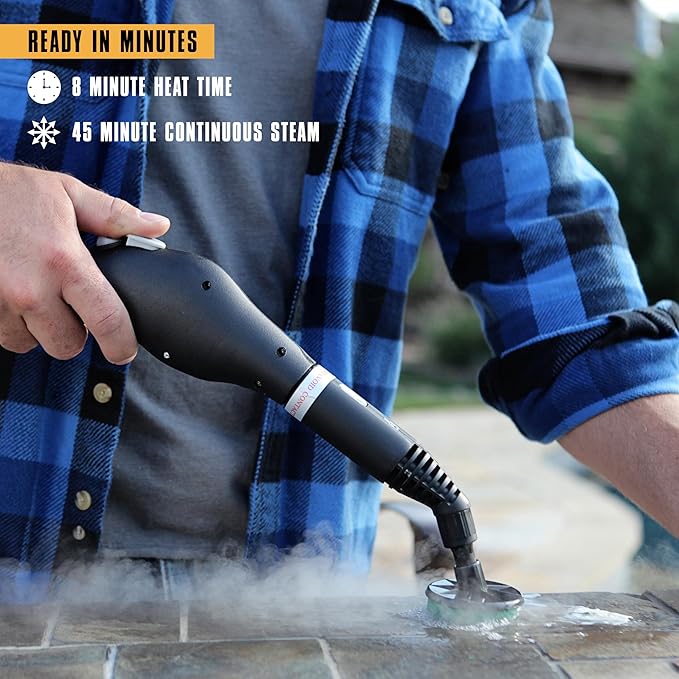 McCulloch MC1275 Heavy-Duty Steam Cleaner, 45 Minute Runtime, 18 Accessories: Mop Head, Brushes, & More - Built for Home, Tile, Grout, Carpet, Furniture, & Personal Car Detailing
