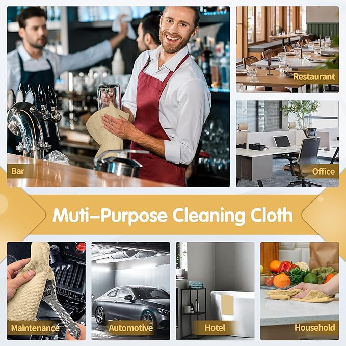 FIXSMITH Beige Microfiber Cleaning Cloth -Pack of 8, Highly Absorbent Cleaning Rags, 16"X12" All Purpose Cleaning Towels for Housekeeping, Kitchen, Car, Lint Free and Reusable Microfiber Towels