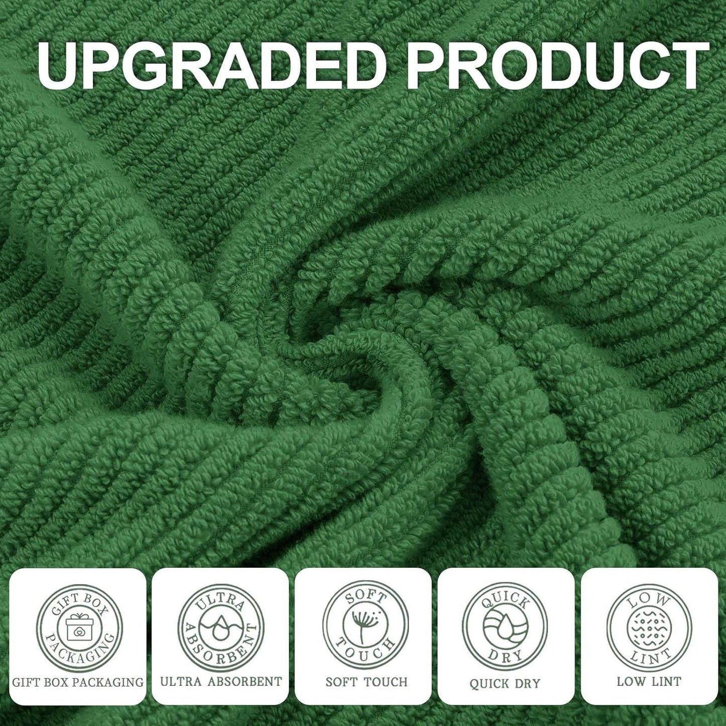 VOOVA & MOVAS Green Washcloths, 6PC Hand Towels 13" x13" - 100% Cotton | Thick | Quick Dry | Lightweight, Wash Cloths for Your Face, Bathroom Essentials, Hunter Green