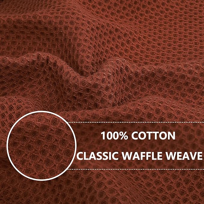 Homaxy 100% Cotton Waffle Weave Kitchen Dish Cloths, 7-Pack Ultra Soft Absorbent Dish Towels, Quick Drying Dish Rags, 12 x 12 Inches, Rust