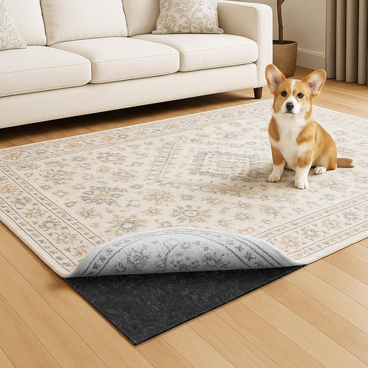 Warmstar 4x6 FT Non Slip Rug Pad,100% Waterproof Felt Rug Pad for Hardwood Floors,1/2” Thick Soft Carpet Pad with Natural Rubber Backing, Secure Grip & Floor Protection