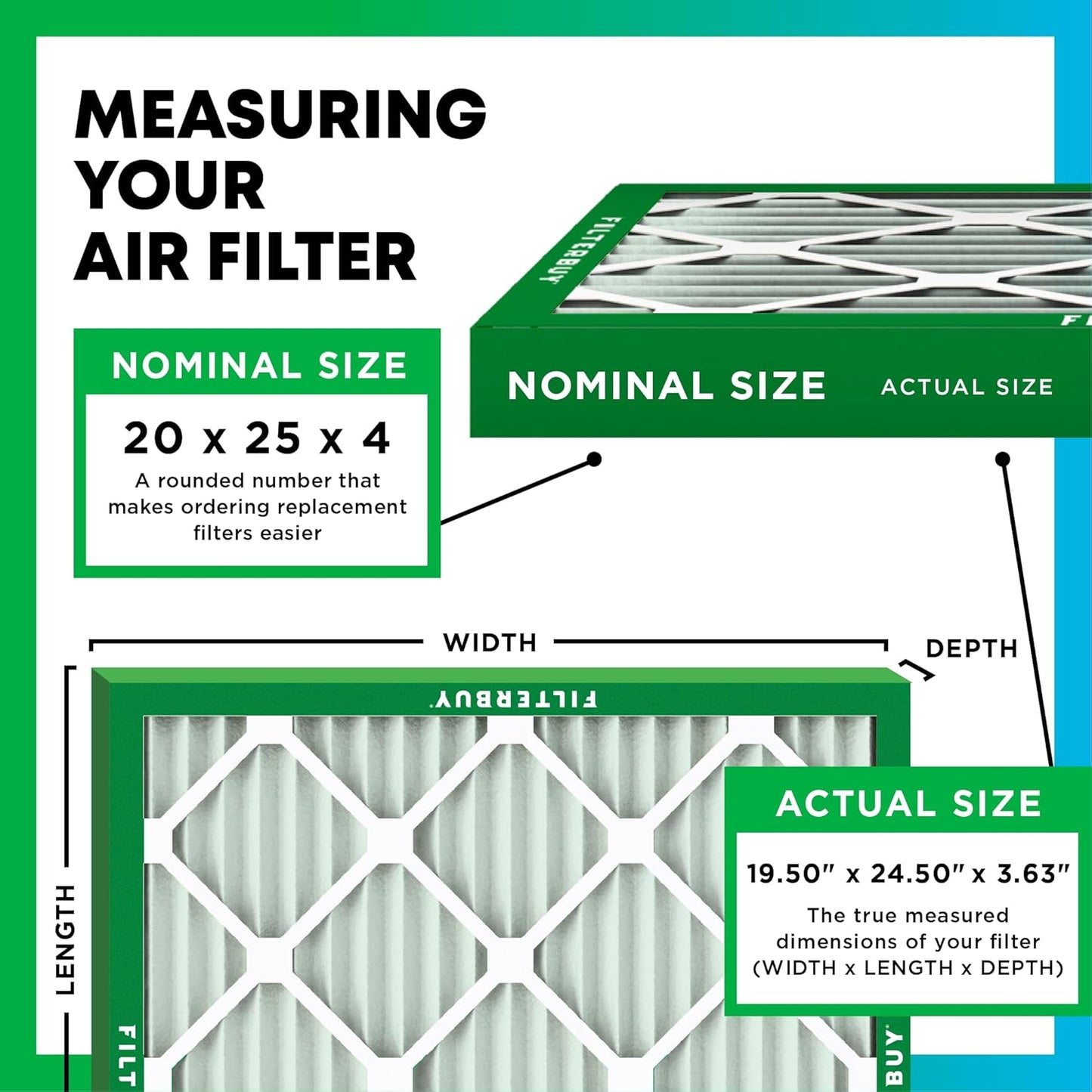 Filterbuy 20x25x4 Air Filter MERV 11 (MPR 1200) Allergen Defense Replacement (4-Pack), Electrostatic Pleated HVAC AC Furnace Filters, Made in USA (Actual Size: 19.50 x 24.50 x 3.63)