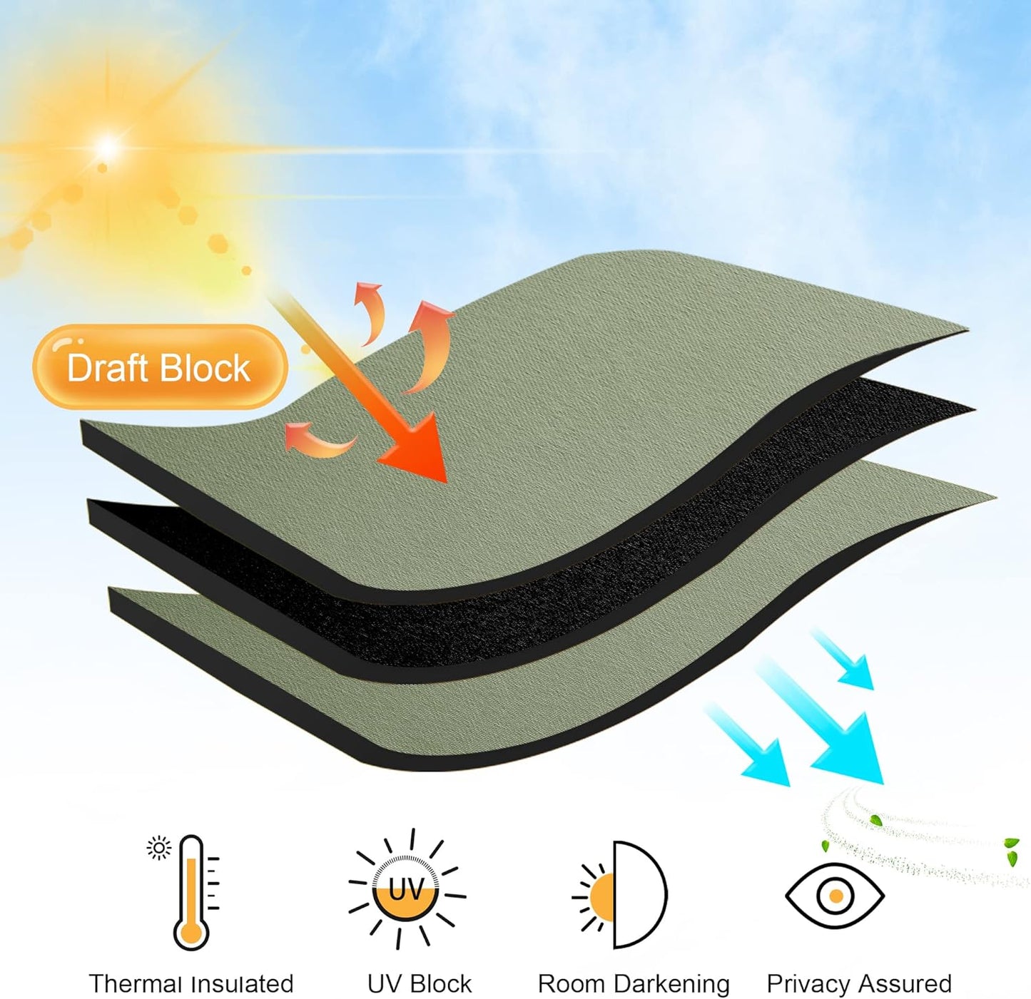 RYB HOME Room Darkening Kitchen Curtains 45 inch Length, Durable Privacy Window Drapes Thermal Insulated Panels Farmhouse Decor for Bedroom Studio Bathroom, W 42 x L 45 inches, Set of 2, Sage Green