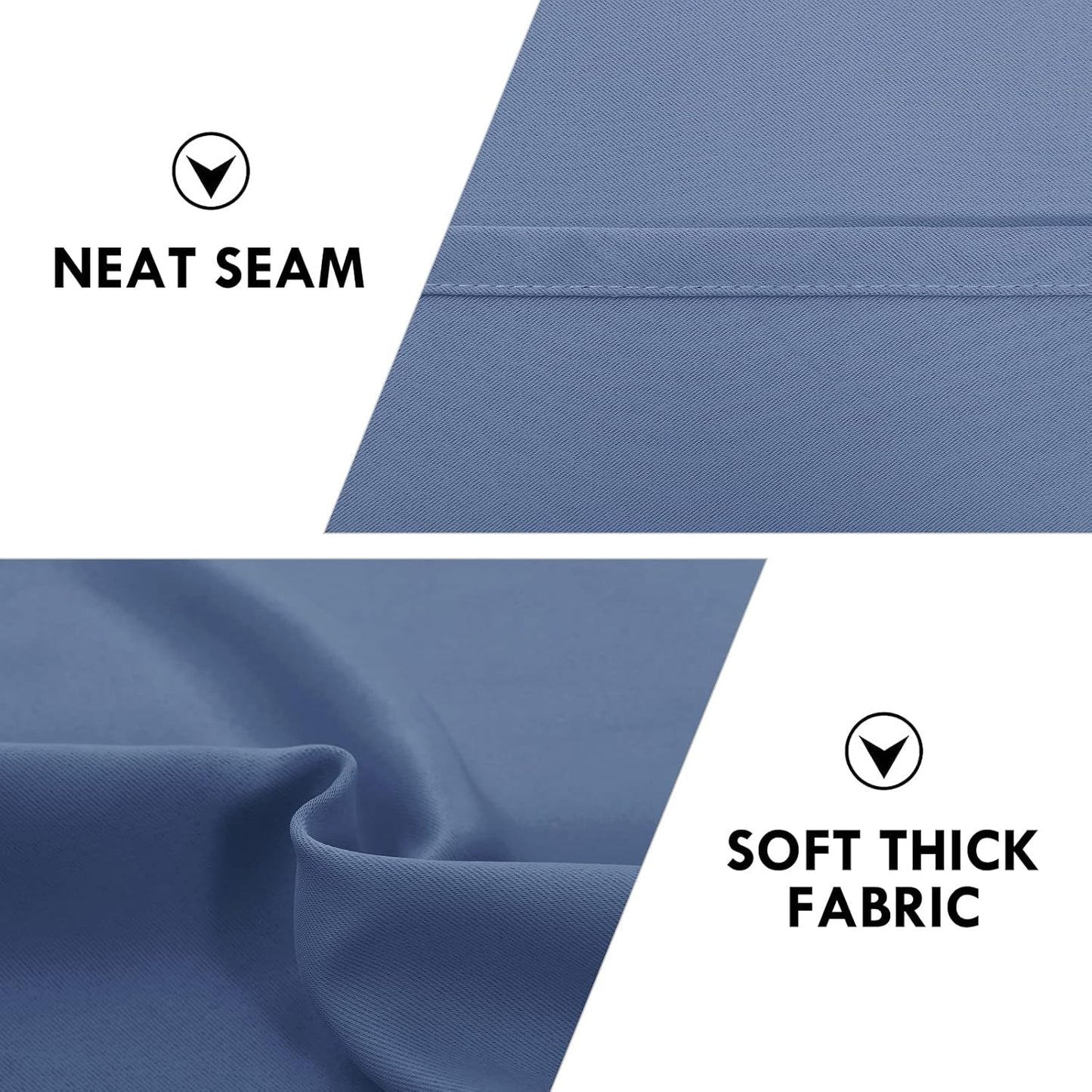 DWCN Blackout Curtains – Thermal Insulated, Energy Saving & Noise Reducing Bedroom and Living Room Curtains, Dusty Blue, W 52x L 45 Inch, Set of 2 Rod Pocket Curtain Panels