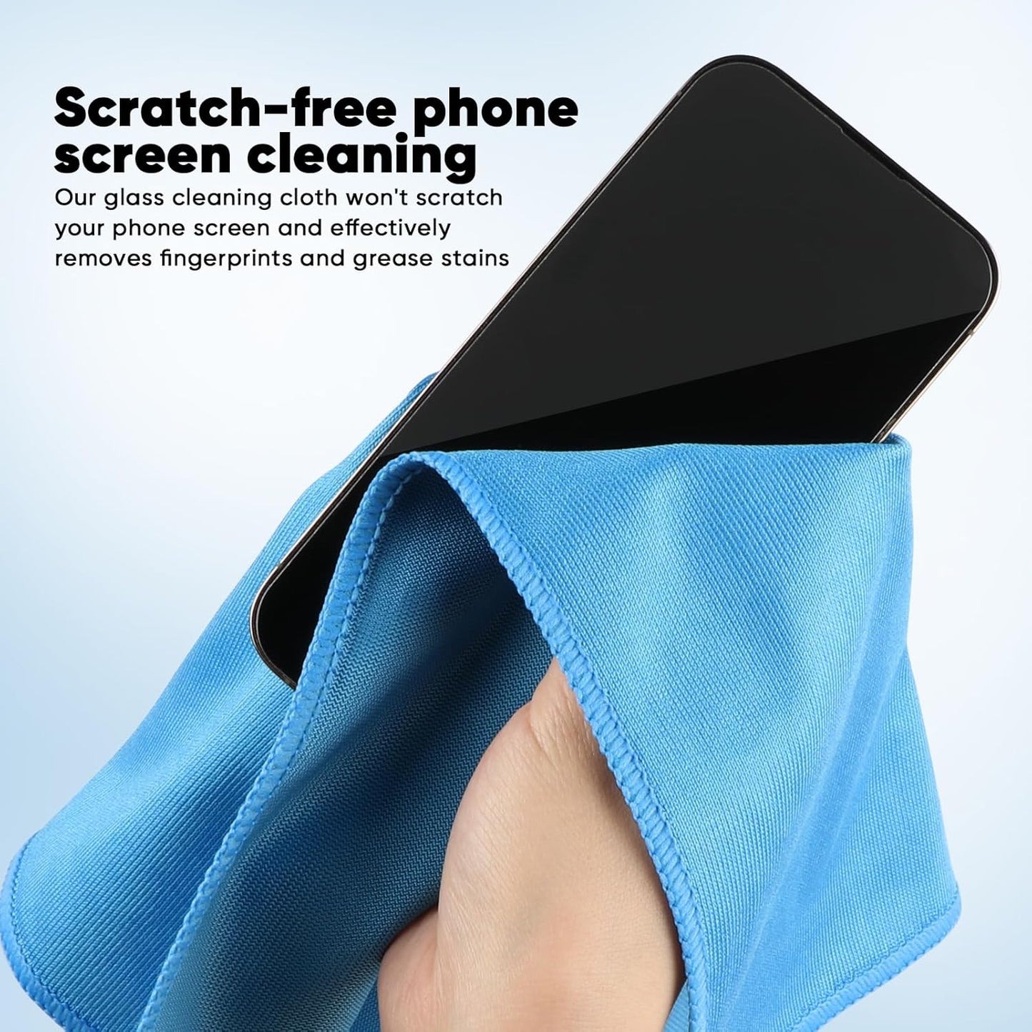 HOMEXCEL Microfiber Glass Cleaning Cloths 6 PK, Lint Free Streak Free, Reusable Microfiber Cleaning Cloth for Cleaning Windows, Glasses, Mirrors, Screens, Stainless Steel, and More, Blue-14”×16”